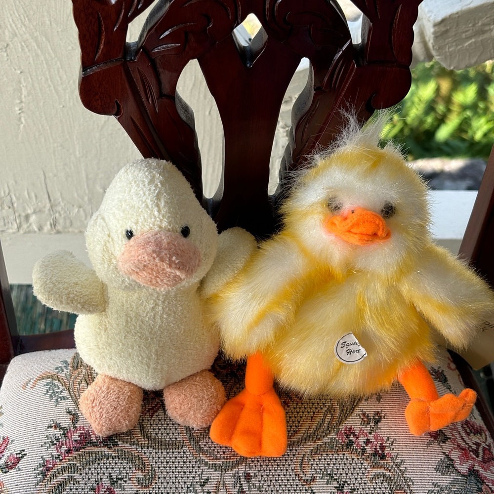 Vintage Chirpin Chick Plush and Duck Rattle Plush Toy